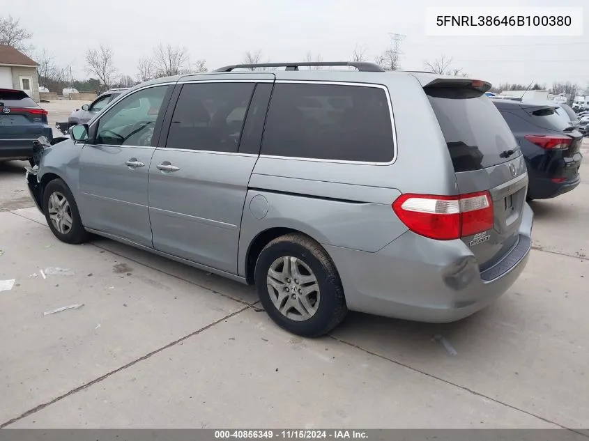 2006 Honda Odyssey Ex-L VIN: 5FNRL38646B100380 Lot: 40856349