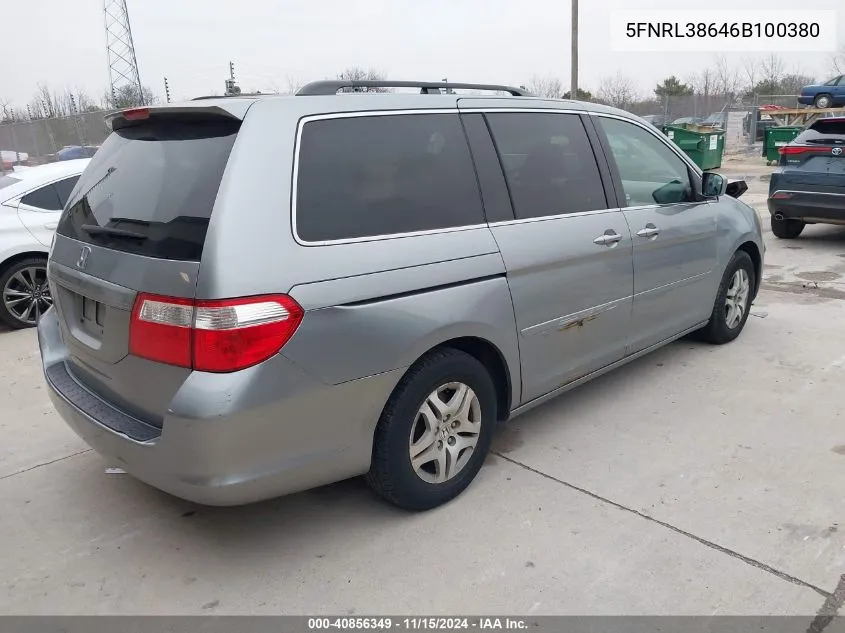 2006 Honda Odyssey Ex-L VIN: 5FNRL38646B100380 Lot: 40856349