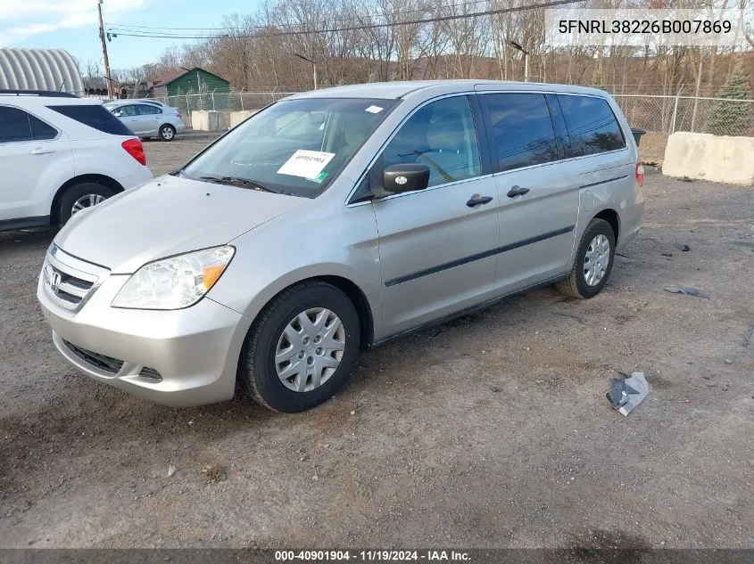 2006 Honda Odyssey Lx VIN: 5FNRL38226B007869 Lot: 40901904