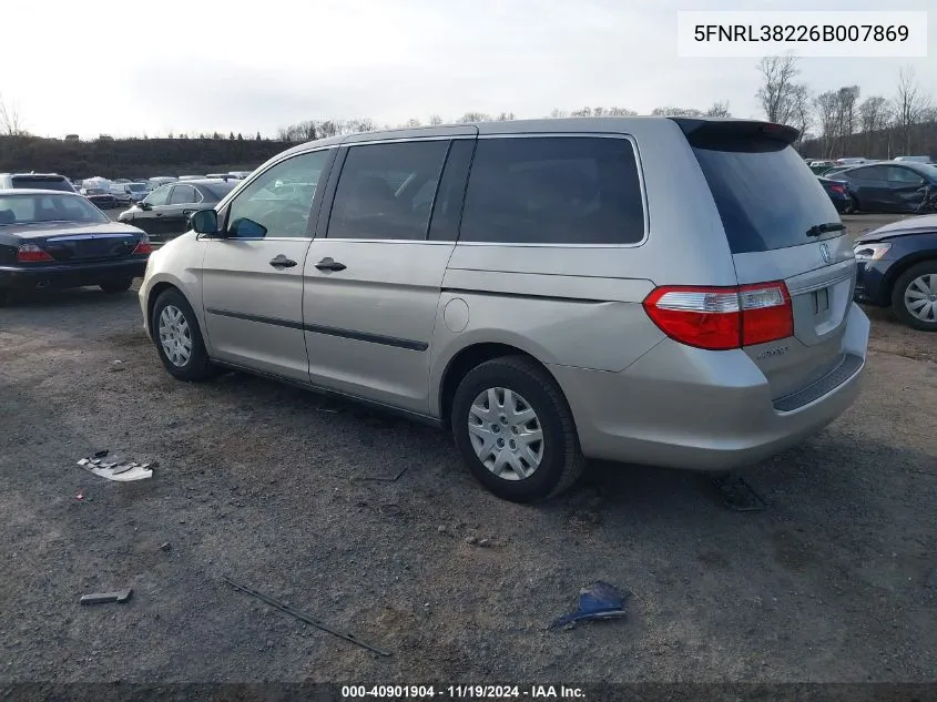 2006 Honda Odyssey Lx VIN: 5FNRL38226B007869 Lot: 40901904