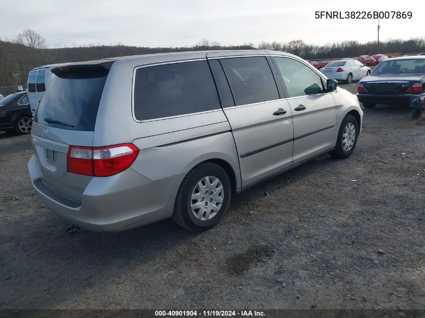 2006 Honda Odyssey Lx VIN: 5FNRL38226B007869 Lot: 40901904