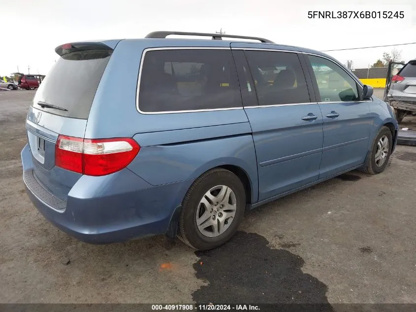 2006 Honda Odyssey Ex-L VIN: 5FNRL387X6B015245 Lot: 40917908