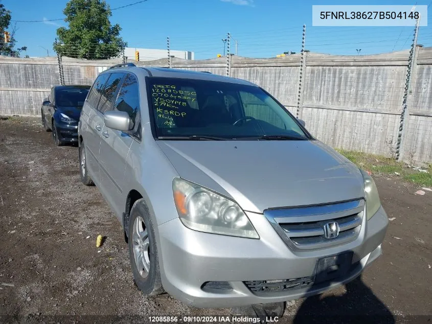 2007 Honda Odyssey VIN: 5FNRL38627B504148 Lot: 12085856