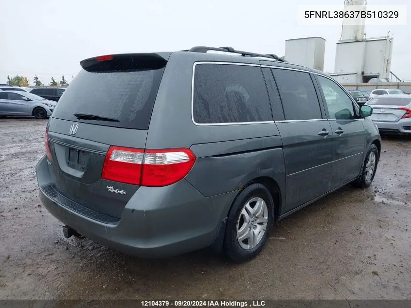 2007 Honda Odyssey VIN: 5FNRL38637B510329 Lot: 12104379