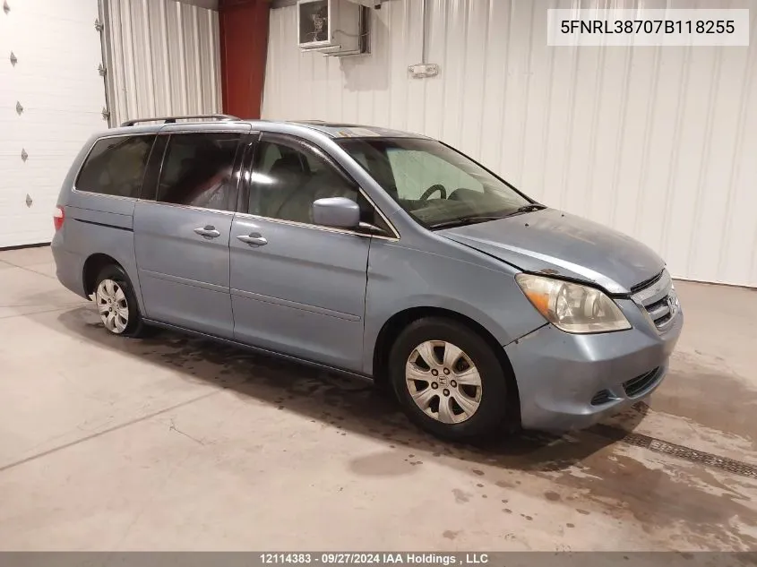 5FNRL38707B118255 2007 Honda Odyssey Exl