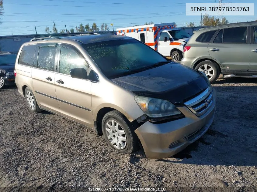 2007 Honda Odyssey Lx VIN: 5FNRL38297B505763 Lot: 12128688