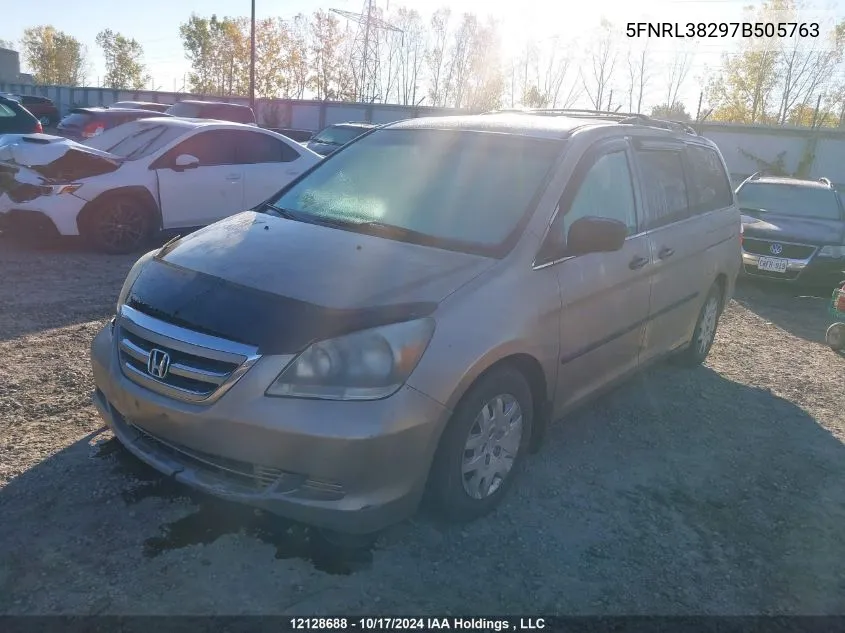 2007 Honda Odyssey Lx VIN: 5FNRL38297B505763 Lot: 12128688