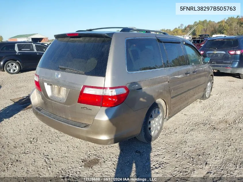 2007 Honda Odyssey Lx VIN: 5FNRL38297B505763 Lot: 12128688