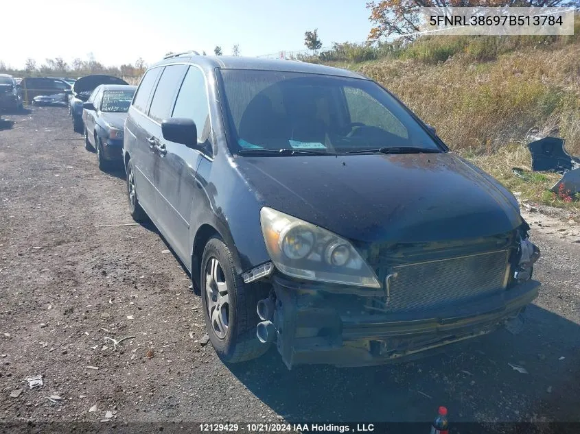 2007 Honda Odyssey VIN: 5FNRL38697B513784 Lot: 12129429