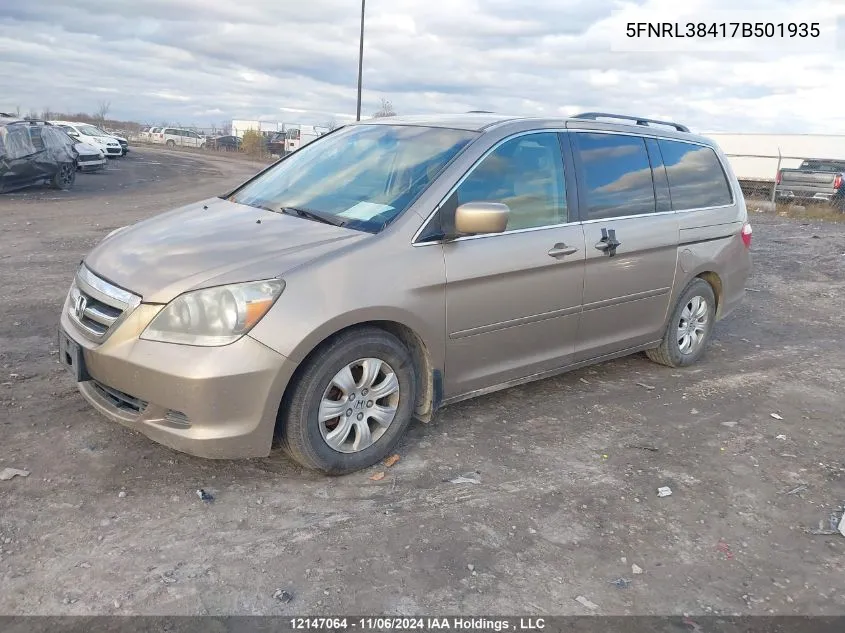 2007 Honda Odyssey VIN: 5FNRL38417B501935 Lot: 12147064