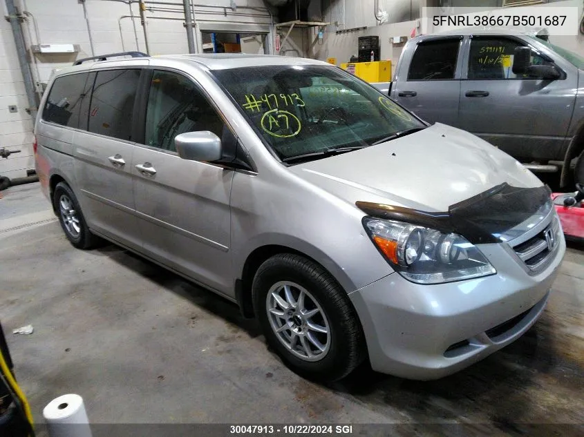 2007 Honda Odyssey Exl VIN: 5FNRL38667B501687 Lot: 30047913