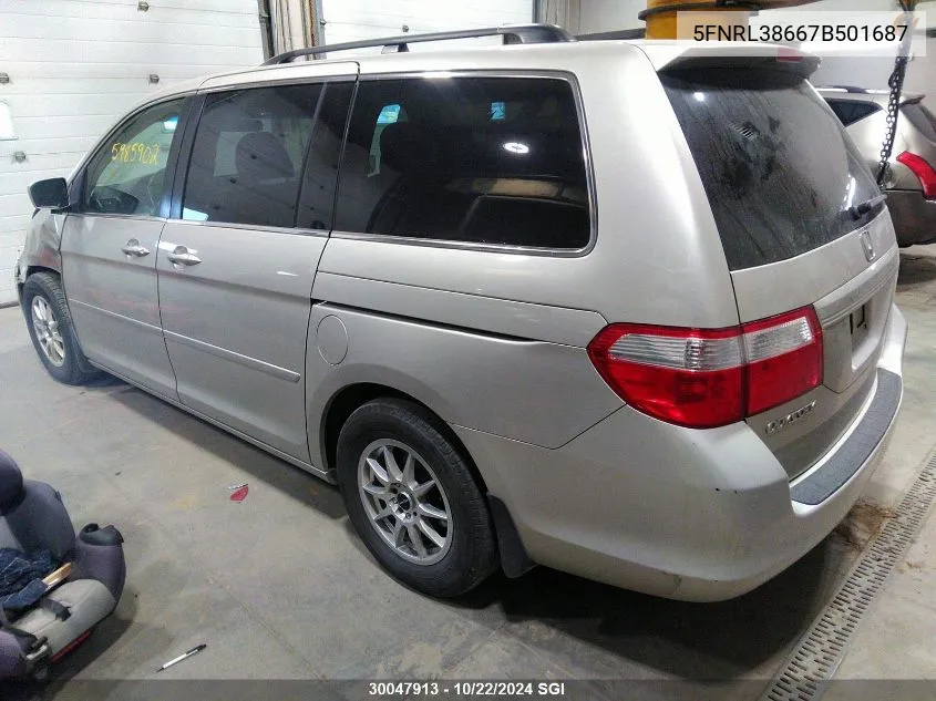 2007 Honda Odyssey Exl VIN: 5FNRL38667B501687 Lot: 30047913