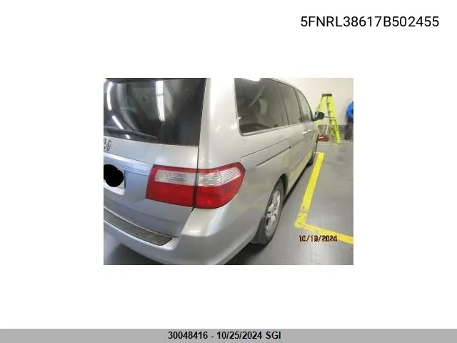 2007 Honda Odyssey Exl VIN: 5FNRL38617B502455 Lot: 30048416