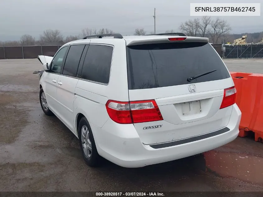 2007 Honda Odyssey Ex-L VIN: 5FNRL38757B462745 Lot: 38928517