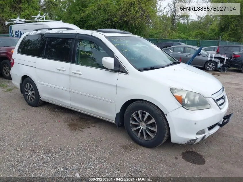 2007 Honda Odyssey Touring VIN: 5FNRL38857B027104 Lot: 39250981