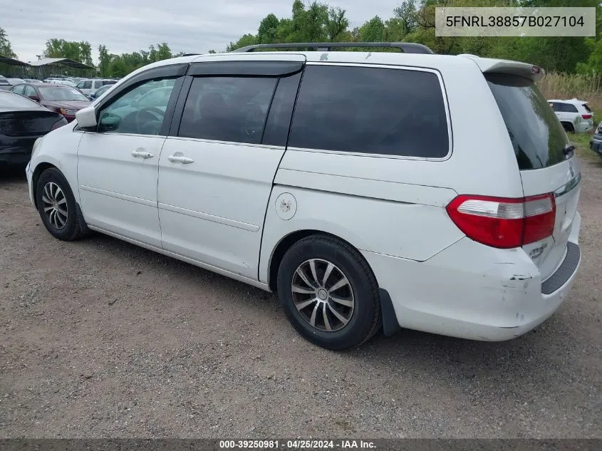 2007 Honda Odyssey Touring VIN: 5FNRL38857B027104 Lot: 39250981