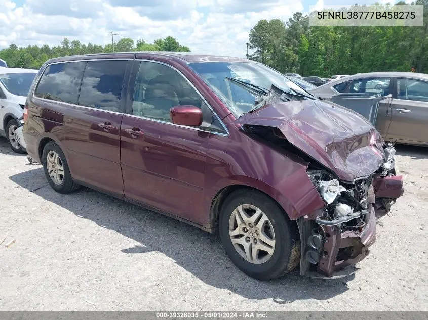 2007 Honda Odyssey Ex-L VIN: 5FNRL38777B458275 Lot: 39328035