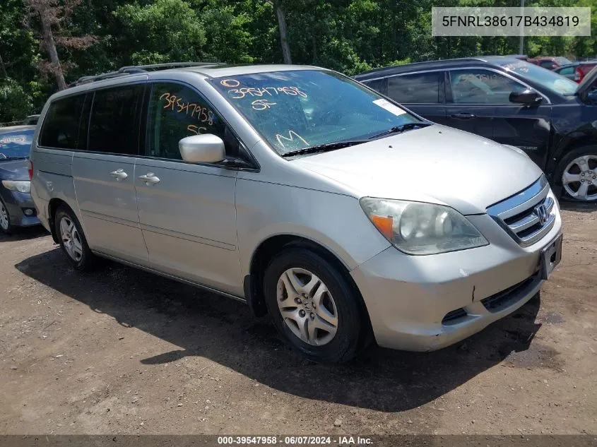 2007 Honda Odyssey Ex-L VIN: 5FNRL38617B434819 Lot: 39547958