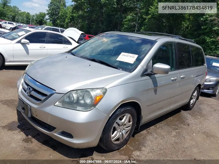 2007 Honda Odyssey Ex-L VIN: 5FNRL38617B434819 Lot: 39547958