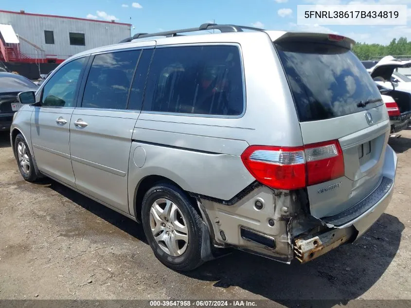 2007 Honda Odyssey Ex-L VIN: 5FNRL38617B434819 Lot: 39547958