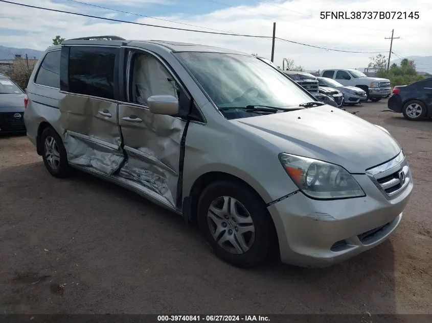 2007 Honda Odyssey Ex-L VIN: 5FNRL38737B072145 Lot: 39740841