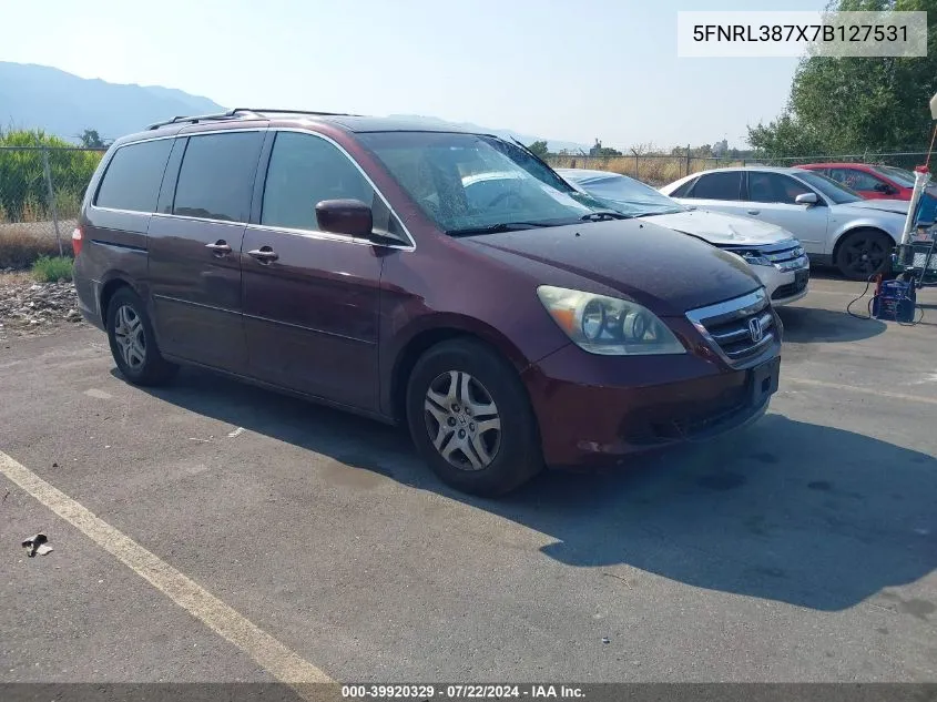 2007 Honda Odyssey Ex-L VIN: 5FNRL387X7B127531 Lot: 39920329