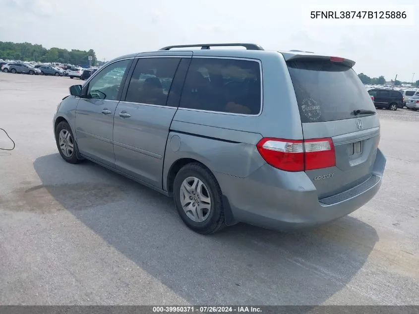 2007 Honda Odyssey Ex-L VIN: 5FNRL38747B125886 Lot: 39950371