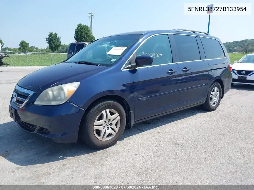 2007 Honda Odyssey Ex-L VIN: 5FNRL38727B133954 Lot: 39963029