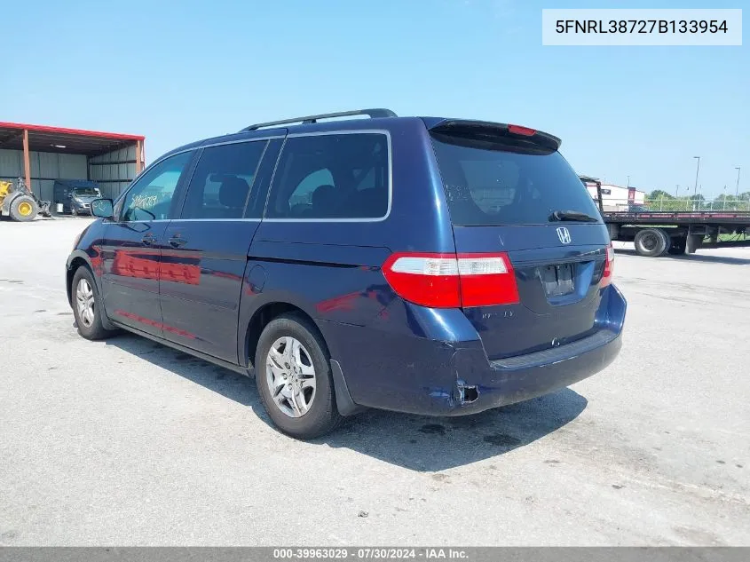 2007 Honda Odyssey Ex-L VIN: 5FNRL38727B133954 Lot: 39963029