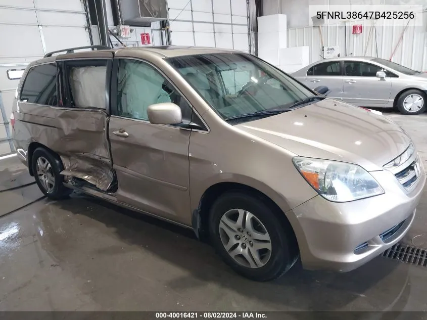 2007 Honda Odyssey Ex-L VIN: 5FNRL38647B425256 Lot: 40016421