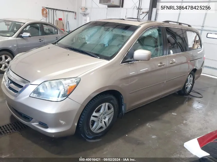 2007 Honda Odyssey Ex-L VIN: 5FNRL38647B425256 Lot: 40016421