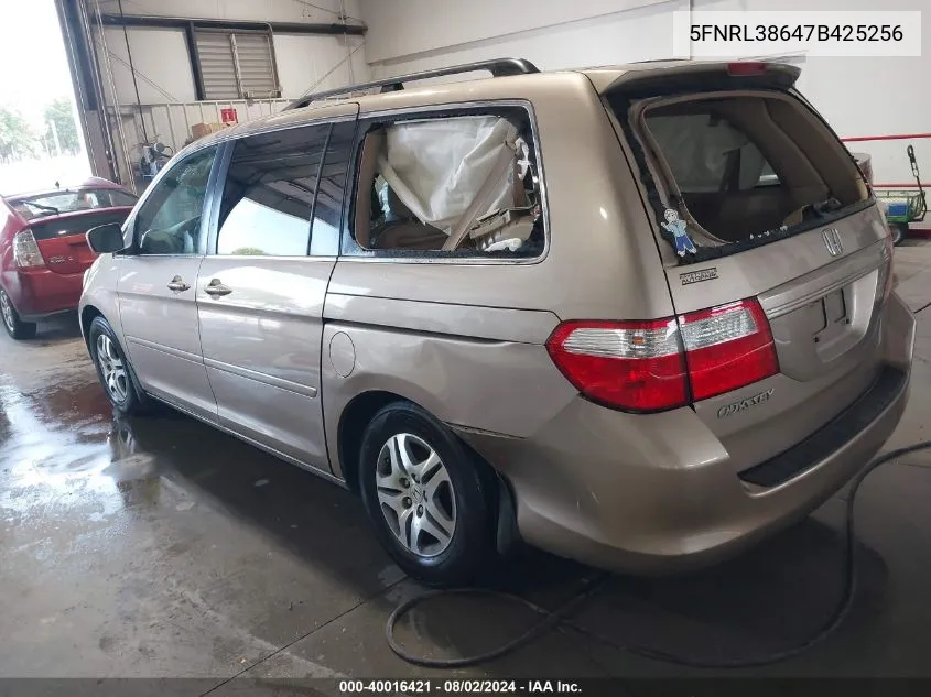 2007 Honda Odyssey Ex-L VIN: 5FNRL38647B425256 Lot: 40016421