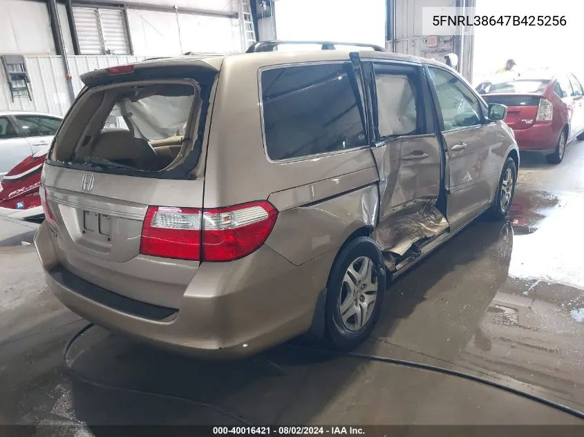 2007 Honda Odyssey Ex-L VIN: 5FNRL38647B425256 Lot: 40016421