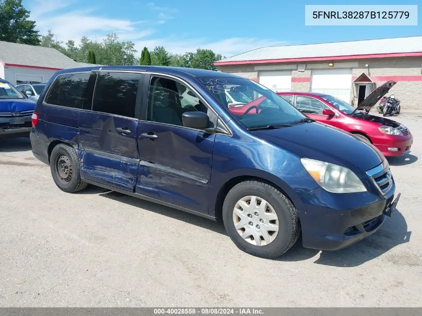 2007 Honda Odyssey Lx VIN: 5FNRL38287B125779 Lot: 40028558