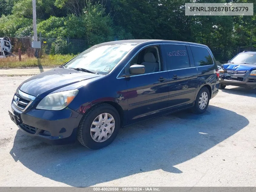 2007 Honda Odyssey Lx VIN: 5FNRL38287B125779 Lot: 40028558