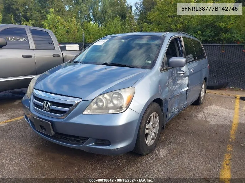 2007 Honda Odyssey Ex-L VIN: 5FNRL38777B142746 Lot: 40038842