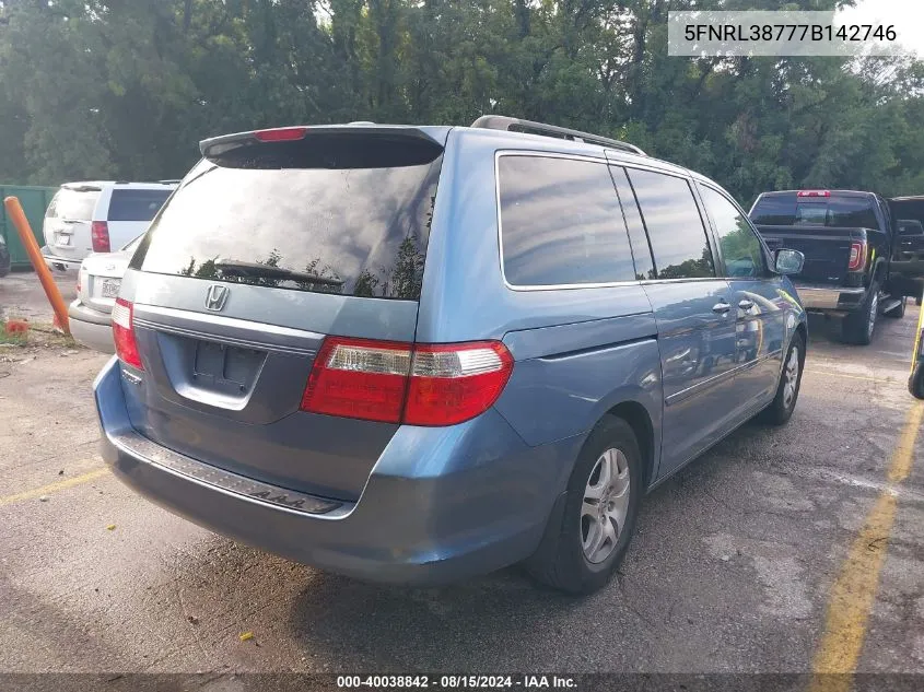 2007 Honda Odyssey Ex-L VIN: 5FNRL38777B142746 Lot: 40038842