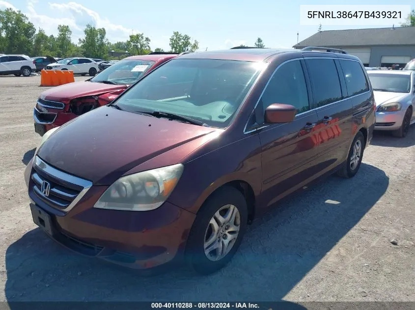 5FNRL38647B439321 2007 Honda Odyssey Ex-L