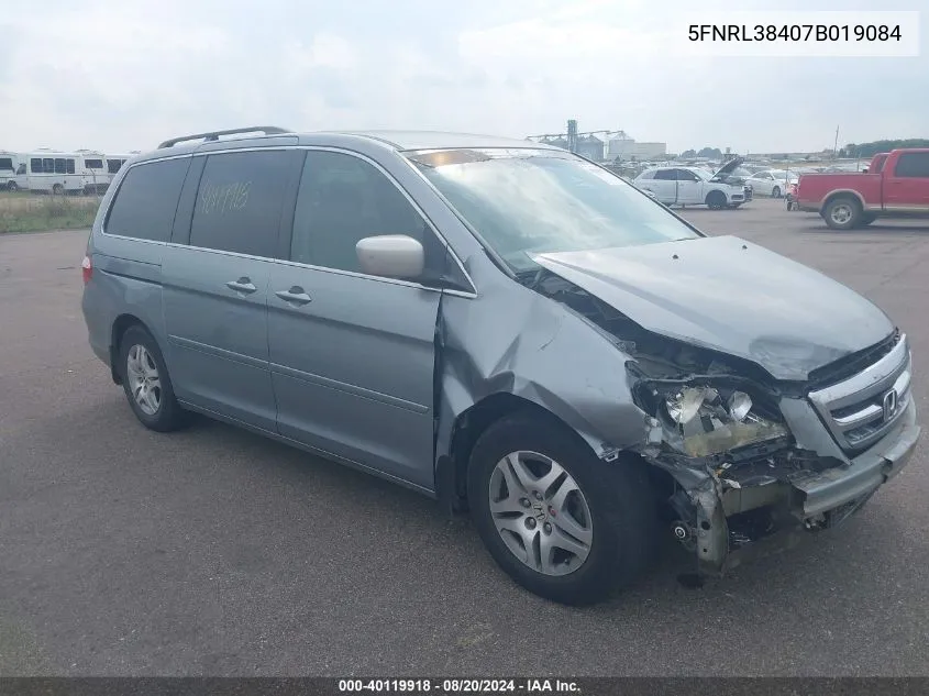 2007 Honda Odyssey Ex VIN: 5FNRL38407B019084 Lot: 40119918