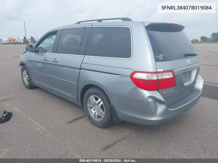 2007 Honda Odyssey Ex VIN: 5FNRL38407B019084 Lot: 40119918