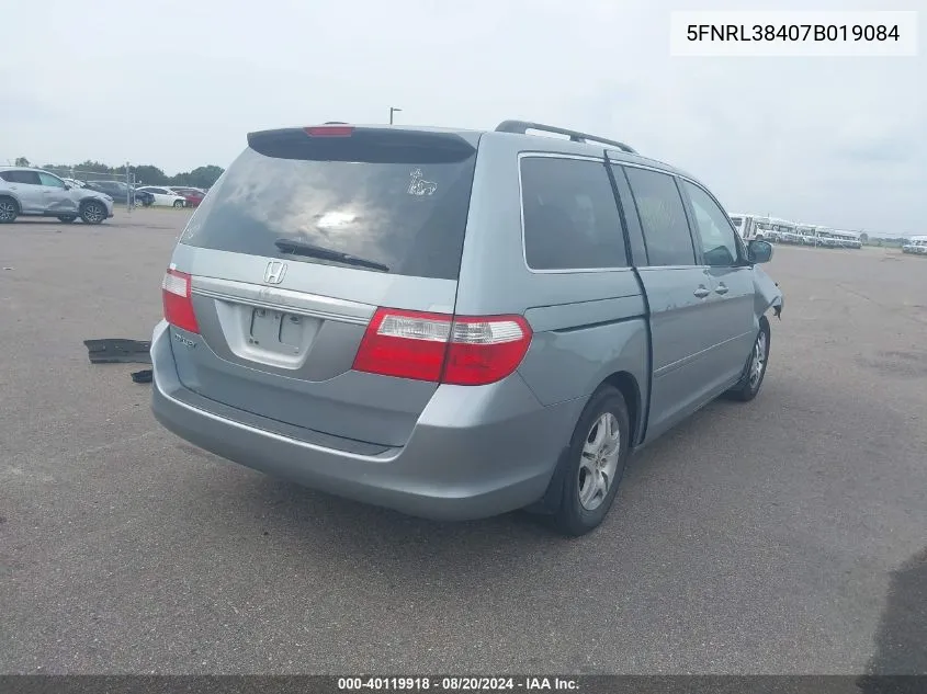 2007 Honda Odyssey Ex VIN: 5FNRL38407B019084 Lot: 40119918