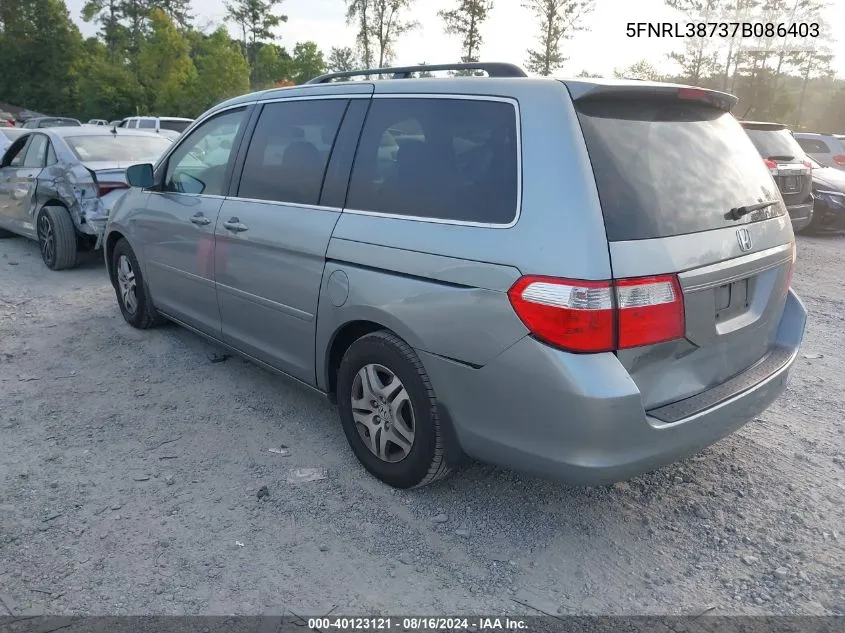 2007 Honda Odyssey Ex-L VIN: 5FNRL38737B086403 Lot: 40123121