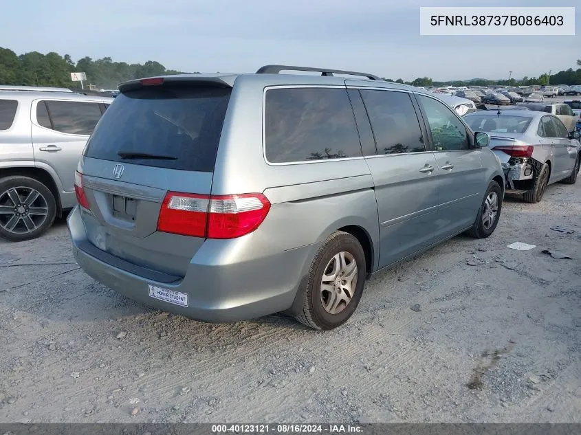 2007 Honda Odyssey Ex-L VIN: 5FNRL38737B086403 Lot: 40123121