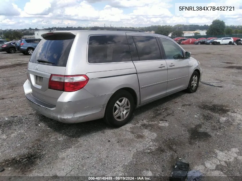 2007 Honda Odyssey Ex VIN: 5FNRL384X7B452721 Lot: 40145459