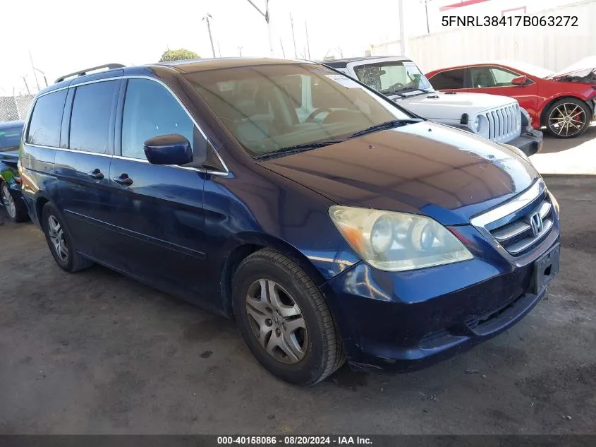 2007 Honda Odyssey Ex VIN: 5FNRL38417B063272 Lot: 40158086