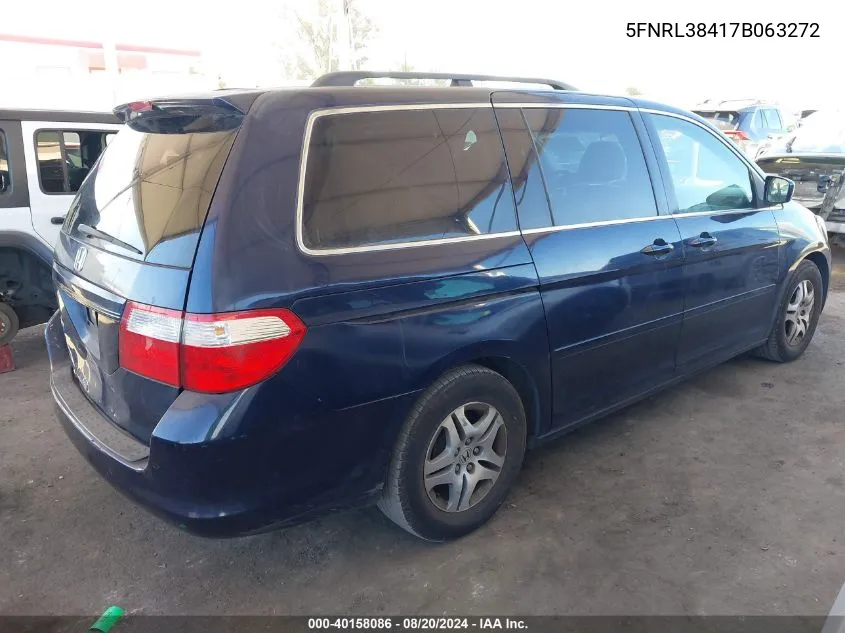 2007 Honda Odyssey Ex VIN: 5FNRL38417B063272 Lot: 40158086