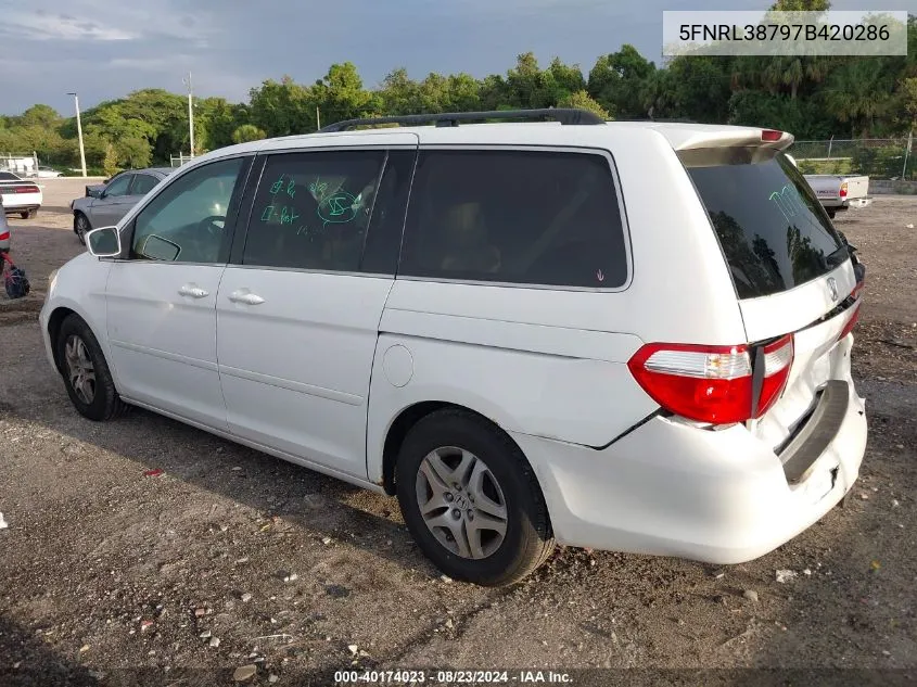 2007 Honda Odyssey Ex-L VIN: 5FNRL38797B420286 Lot: 40174023