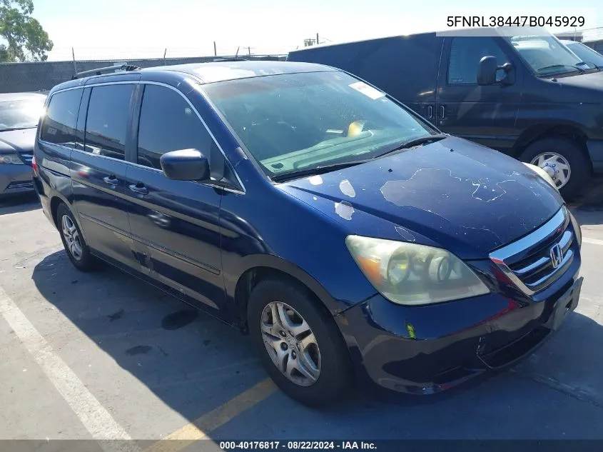 2007 Honda Odyssey Ex VIN: 5FNRL38447B045929 Lot: 40176817