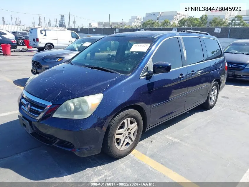 2007 Honda Odyssey Ex VIN: 5FNRL38447B045929 Lot: 40176817