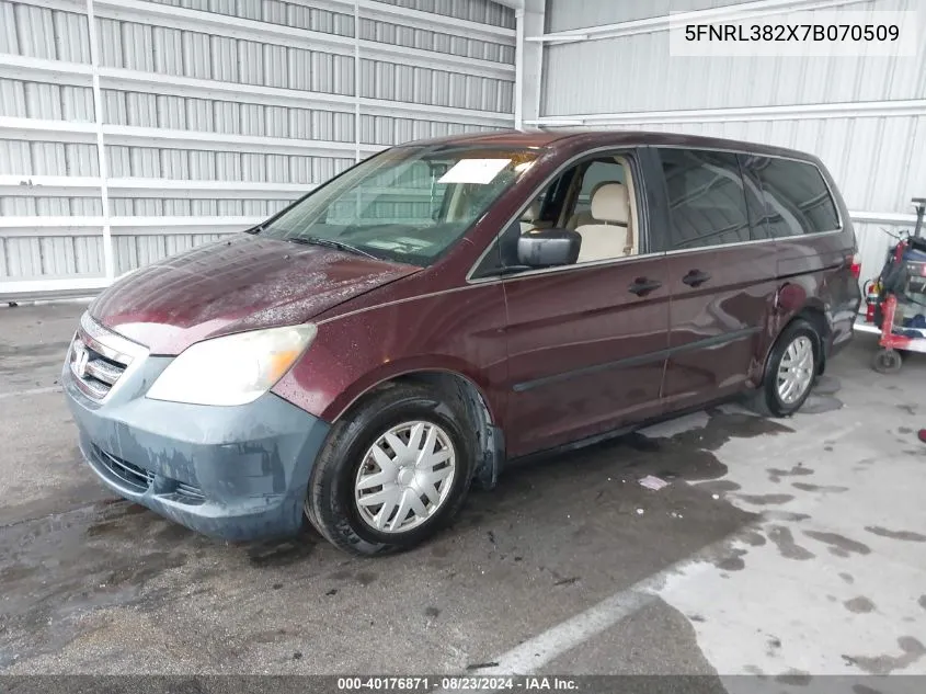 2007 Honda Odyssey Lx VIN: 5FNRL382X7B070509 Lot: 40176871